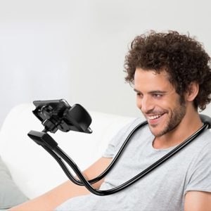 نگهدارنده گردنی چندکاره موبایل و تبلت  قابلیت استفاده روی میز و یا گردن  طراحی عالی با انعطاف بالا  قابلیت چرخش 360 درجه  (کیفیت درجه یک اورجینال)
